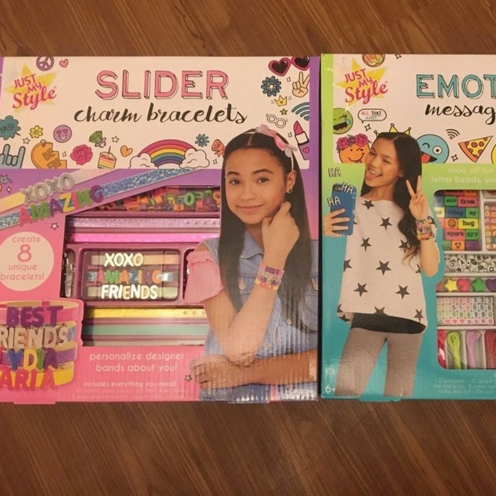 BRAND NEW girl just my style slider charm bracelets & emoticon message beads